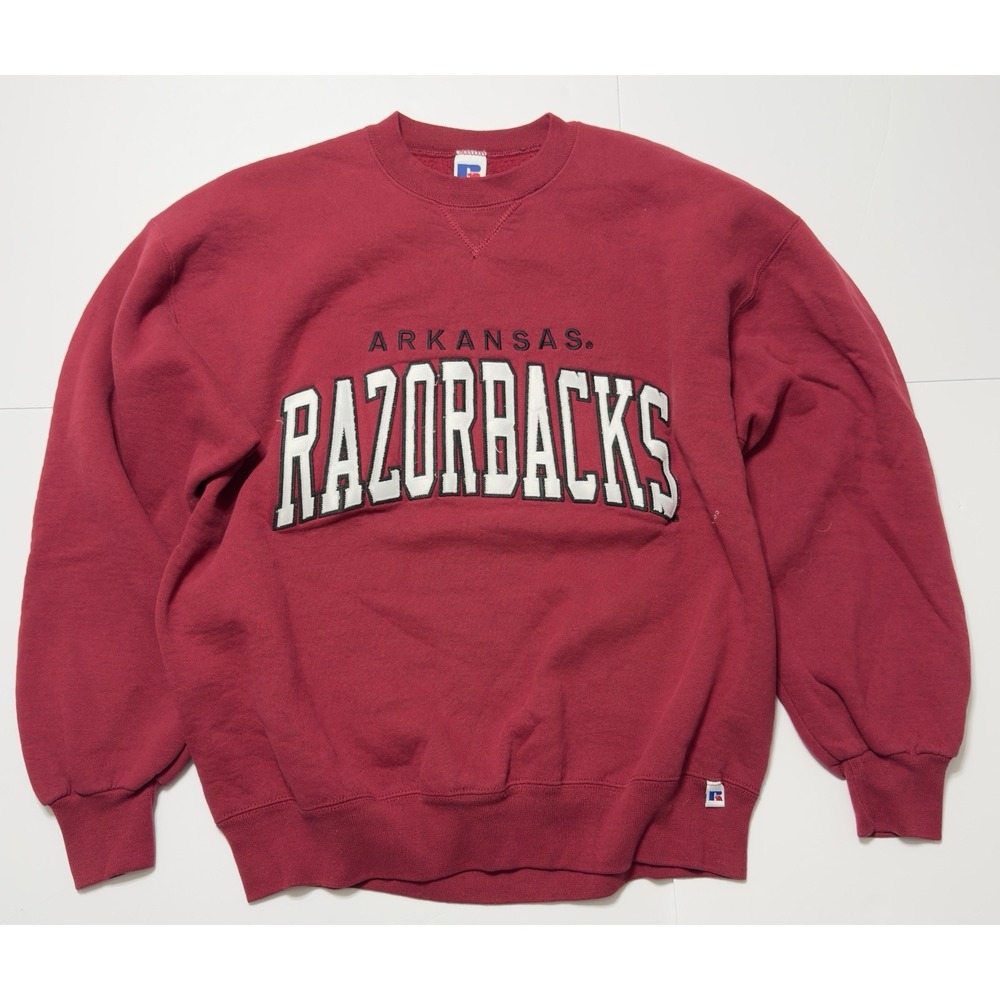 VTG Russell Arkansas Razorbacks Sweatshirt Mens XL Crewneck Made USA Embroidered